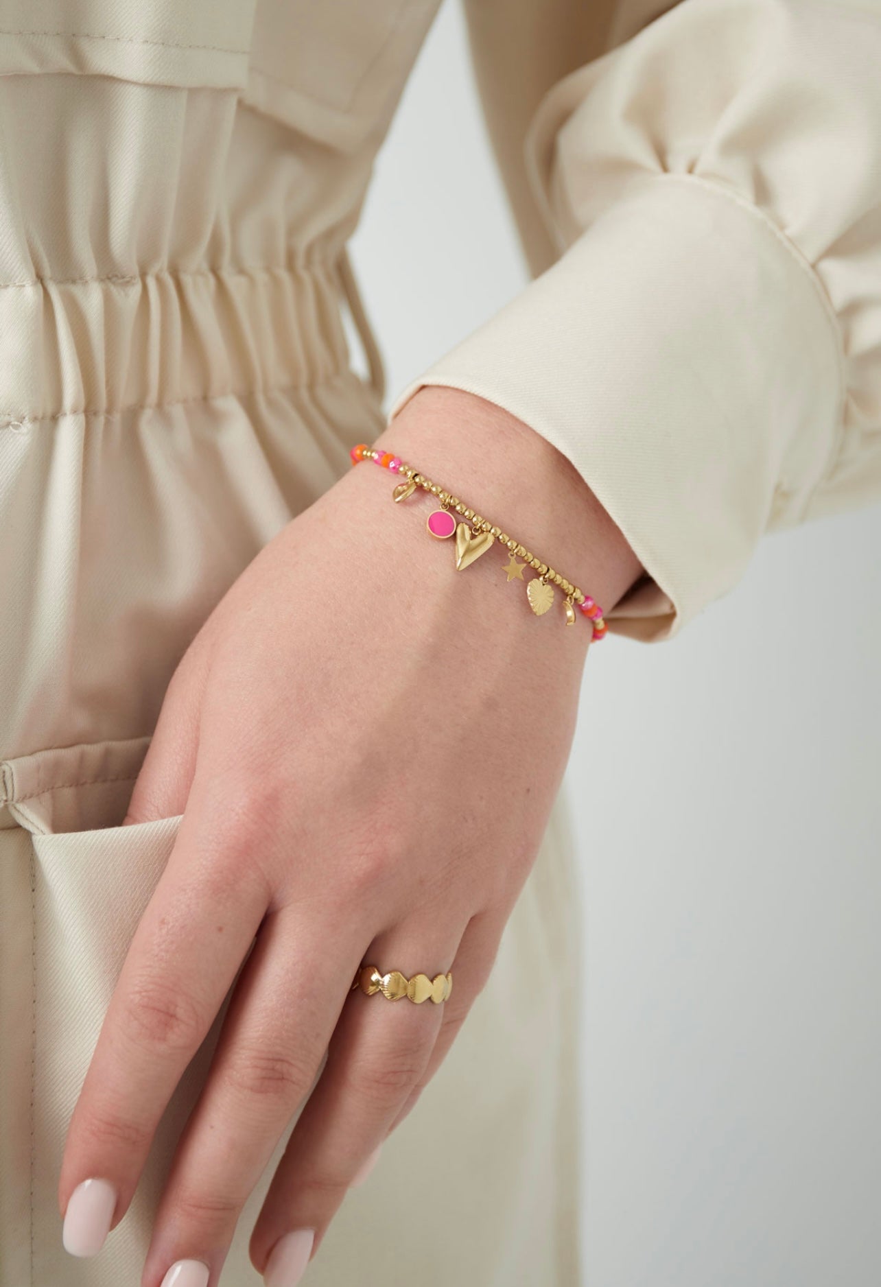 Armband summer smile- Roze oranje