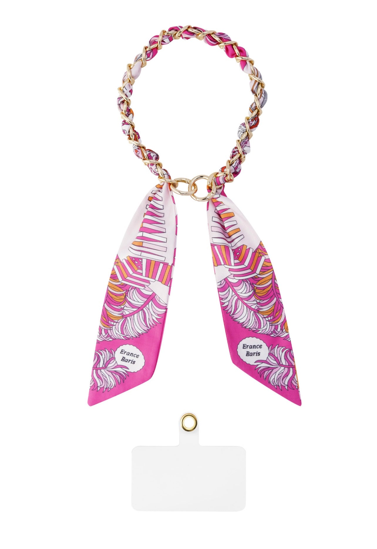 Telefoonketting satijnen sjaal - oranje/roze