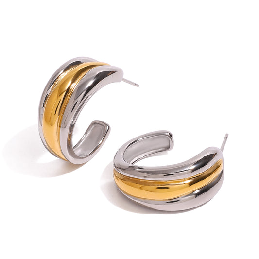 Two-tone hoop earrings